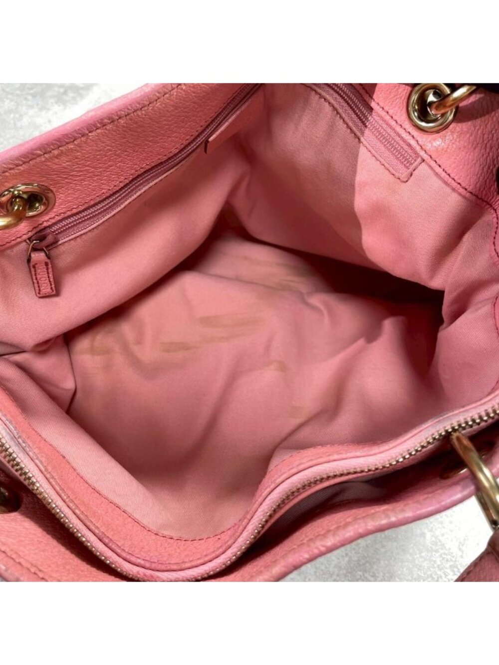 Gucci GG Tote Pink Canvas Leather Beige Logo - Picture 4 of 10